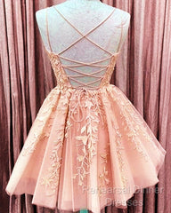 Short Junior Semi Formal Prom Dresses Tulle Appliques