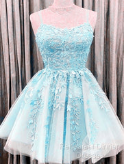 Short Junior Semi Formal Prom Dresses Tulle Appliques
