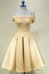 Short Off Shoulder Semi Formal Prom Homecoming Dresses Lace Embroidery