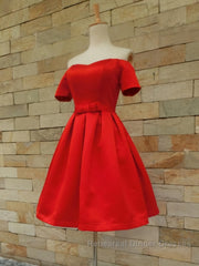 Short Sleeves Short Semi Formal Prom Dresses, Short Sleeves Short Formal Homecoming Graduation Dresses