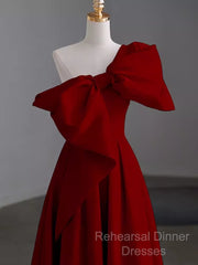 Simple A Line Strapless Red Floor Length Semi Formal Prom Dress