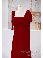 Simple A Line Straps Long Red Semi Formal Prom Dress Evening Dress