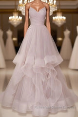 Simple Lotus root starch tulle long Semi Formal Prom Dresses, tulle evening Dresses