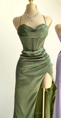 Simple Mermaid Floor Length Prom Dress With Slit