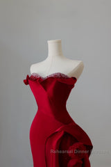 Simple Mermaid Off The Shoulder Neckline Burgundy Sequin Long Party Dress Semi Formal Prom Dresses