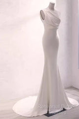 Simple Mermaid Satin White Long Wedding Dresses Brides Dress