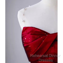 Simple Mermaid Strapless Burgundy Floor Length Semi Formal Prom Dress