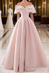Simple pink satin long Semi Formal Prom Dresses, pink satin evening Dresses