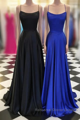 Simple satin long Semi Formal Prom Dresses, long evening Dresses