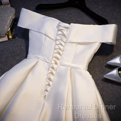 Simple Satin Off Shoulder Short Party Dress, Homecoming Dress