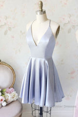 Simple Spaghetti Straps V-Neck Short Semi Formal Prom Dress/Homecoming Dresses