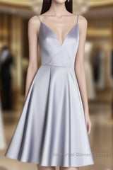 Simple Spaghetti Straps V-Neck Short Semi Formal Prom Dress/Homecoming Dresses