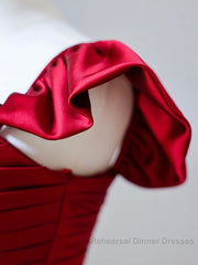 Simple Sweetheart Neck Satin Burgundy Long Semi Formal Prom Dress, Burgundy Long Formal Dress