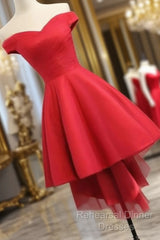 Simple Sweetheart Off Shoulder High Low Party Dress Homecoming Dress, Short Semi Formal Prom Dresses