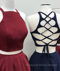 Simple two pieces short Semi Formal Prom Dresses, homecoming Dresses