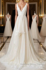 Simple v neck chiffon long Semi Formal Prom Dresses, evening Dresses