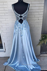 Spaghetti Straps 3D Flowers Semi Formal Prom Dress A Line Formal Gown