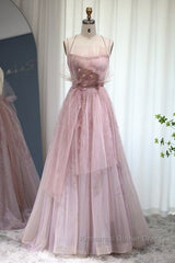 Spaghetti Straps Backless Formal Semi Formal Prom Dresses For Wedding Party