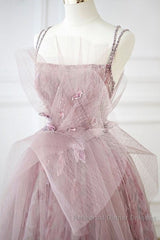 Spaghetti Straps Backless Formal Semi Formal Prom Dresses For Wedding Party