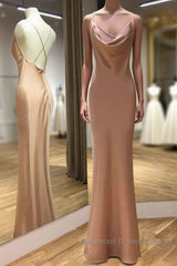 Spaghetti Straps Backless Mermaid Long Semi Formal Prom Dress Evening Dress,
