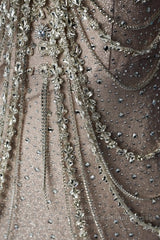 Spaghetti Straps Mermaid Beading Satin Long Semi Formal Prom Dress Rhinestone Formal Evening Dress