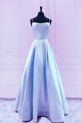 Spaghetti Straps Semi Formal Prom Dresses Satin Floor Length