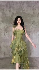 Sparkle Ruffle Semi Formal Prom Dresses Causal Birthday Dresses Dance Party Dress