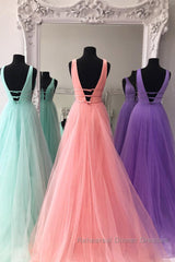 Sparkly A Line V Neck and V Back Semi Formal Prom Dresses with Thin Belt, Formal Graduation Evening Dresses