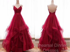 Sparkly Semi Formal Prom Dress V Neckline, Long Homecoming Dress, Formal Dress