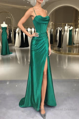 Strapless Dark Green Semi Formal Prom Dresses, Dark Green Formal Evening Dresses