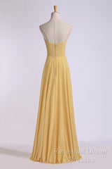 Strapless Gold High Waist Chiffon Long Bridesmaid Dress
