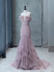 Strapless Pink Chiffon Creased Evening Dress Floor Length Mermaid Semi Formal Prom Dress With Sweep