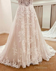 Straps A-Line Lace Wedding Dress