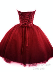 Sweet Burgundy Tulle Ball Party Dress , Homecoming Dress