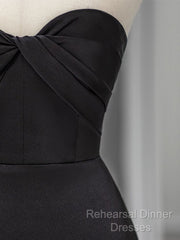 Sweetheart Black Mermaid Evening Dress Strapless Long Semi Formal Prom Dress