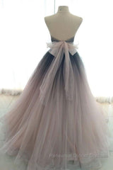 Sweetheart Neck Open Back Ombre Long Semi Formal Prom Dresses, Ombre Formal Evening Dresses