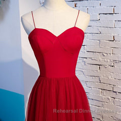 Sweetheart Neck Red Long Semi Formal Prom Dresses, Red Long Formal Evening Dresses