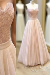 Sweetheart Neck Tulle Lace Long Semi Formal Prom Dress, Lace Evening Dress