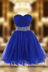 Sweetheart Royal Blue Homecoming Dresses Short Semi Formal Prom Dresses With Beading