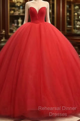 Sweetheart Sleeveless Red Wedding Desses Tulle Quinceanera 16 Dress