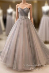 Sweetheart Tulle Long Semi Formal Prom Gown, Tulle Wedding Dress
