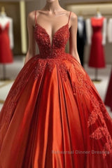 Unique Long Princess Sweetheart Backless Appliques Lace Satin Wedding Dresses