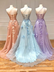 Unique sweetheart neck tulle lace long Semi Formal Prom Dresses A line evening Dresses