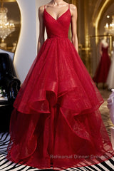 V Neck Burgundy Semi Formal Prom Dresses, Wine Red V Neck Formal Evening Dresses