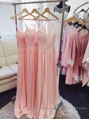 V Neck Chiffon Long Semi Formal Prom Dresses Long Bridesmaid Formal Evening Dresses
