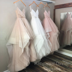 V Neck Organza Ruffles Princess Wedding Gowns  Sexy