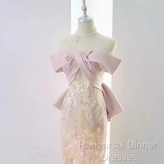 Vintage A Line Strapless Party Dresses Pink Semi Formal Prom Dresses