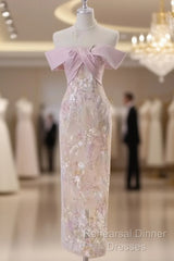 Vintage A Line Strapless Party Dresses Pink Semi Formal Prom Dresses