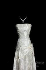 Vintage A Line Strapless White Lace Semi Formal Prom Gown Fairy Semi Formal Prom Dresses