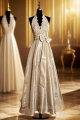 Vintage A Line V Neckline Champagne Lace Semi Formal Prom Gown Fairy Semi Formal Prom Dresses